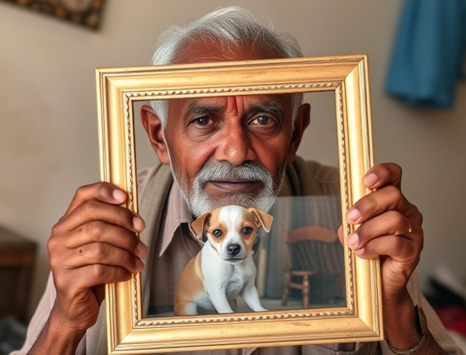 बृजेश दादाजी और उनके कुत्ते की तस्वीर